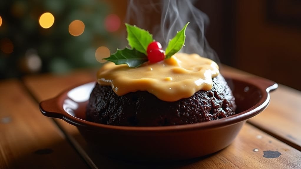 Christmas Pudding Rum With Brandy Cream 7 steam pudding in basin
