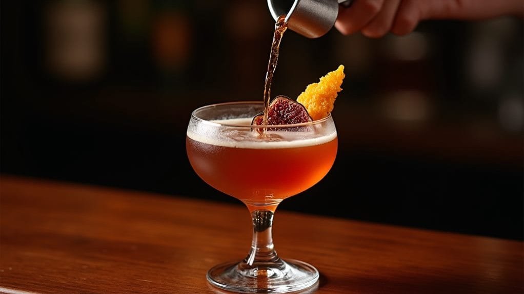 Festive Fig Manhattan With Orange Peel 7 strain into chilled glass