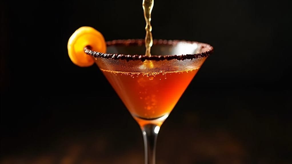 Velvet Chocolate Orange Martini With Gold 7 strain into serving glass