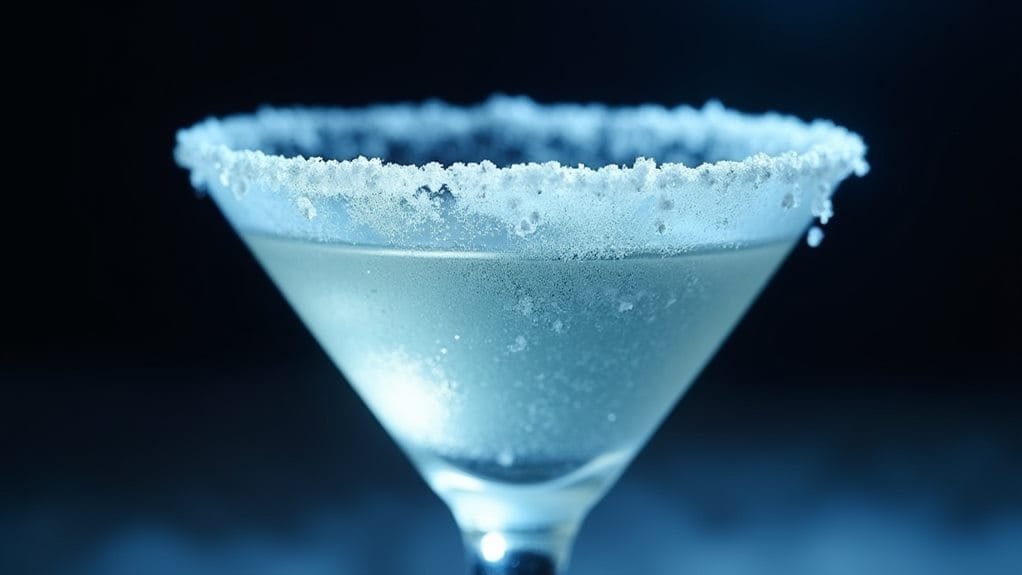 Winter Frost Gin With Silver Sugar 5 sugar rimmed glass preparation