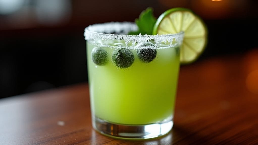 Mistletoe Margarita With Sugared Rim