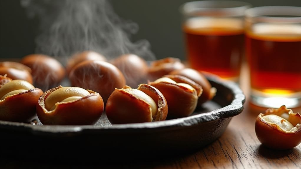 Roasted Chestnut Liqueur With Caramel Rim 4 thoroughly roasting fresh chestnuts