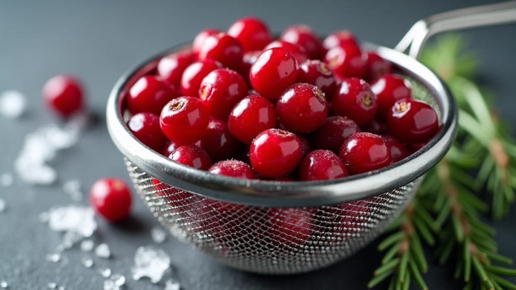 thoroughly strain frozen cranberries