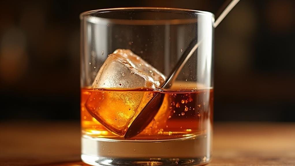 whiskey addition and stirring